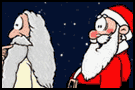 God, Santa & Night Sky cartoon