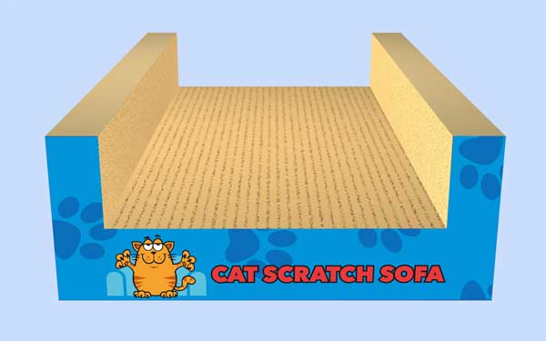 3D visuals for Cat Scratch Sofa packaging